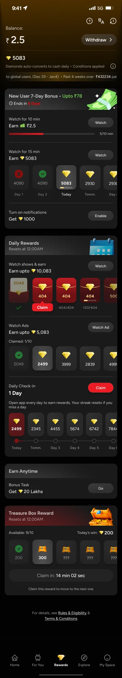 Rewards tab, full page